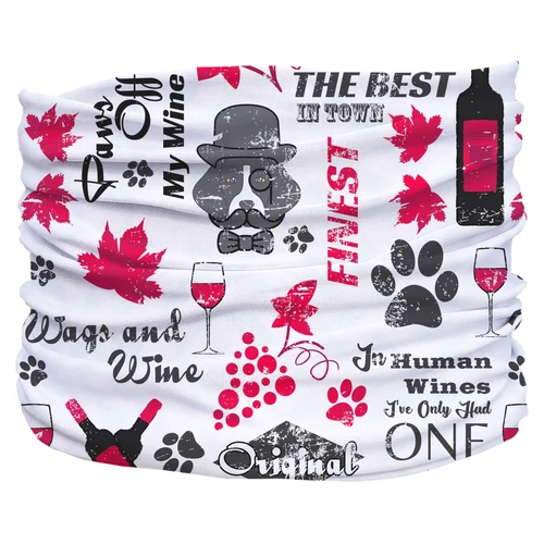 Wags and Wine Pup Scruff 2XL White,Red,Grey