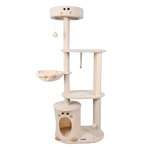 GOOPAWS 34-in Faux Fur Top Perch Cat Tree & Condo Pet Bed