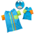 Knit Cotton Contrast Shirt with Roll-Up Sleeves M Green/Blue