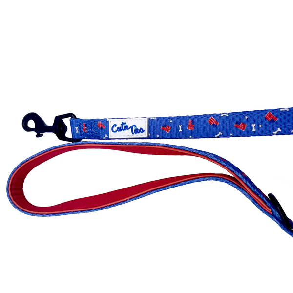 Cutie Ties Fun Design Dog Leash Large Red/White/Bones