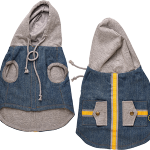 Denim Hoodie Vest Small Indigo