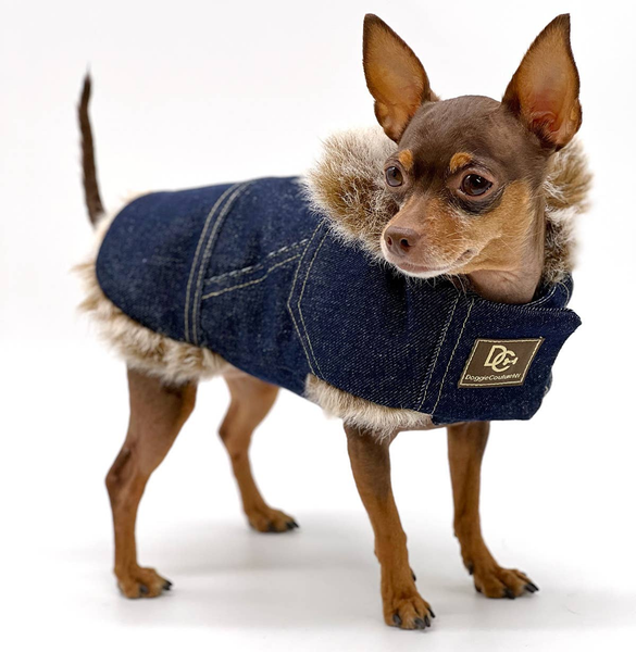 DCNY Faux Fur Denim Coat SM