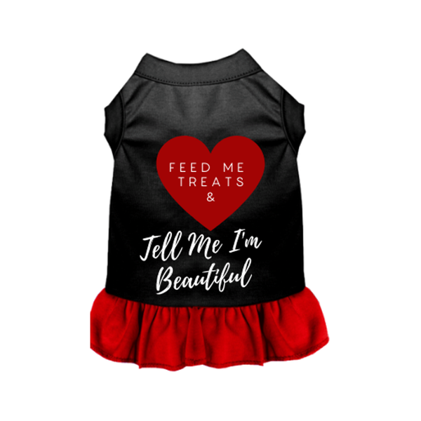 Feed Me Treats & Tell Me I'm Beautiful Large Black w Red Ruffle