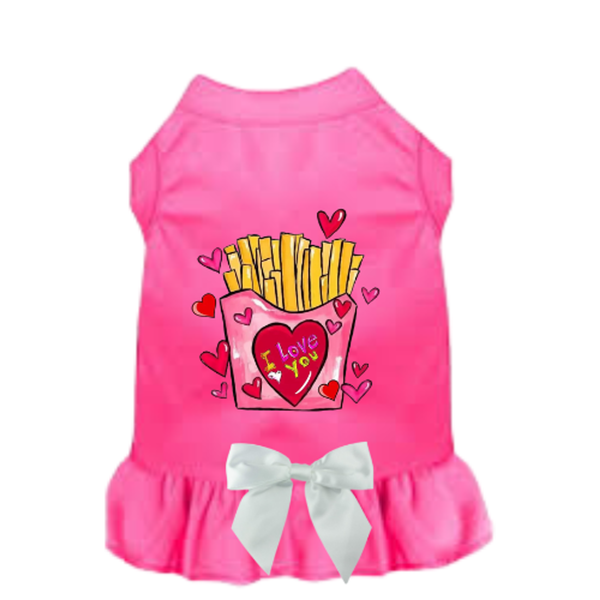 French Fries are My Valentine Dog X Large PINK