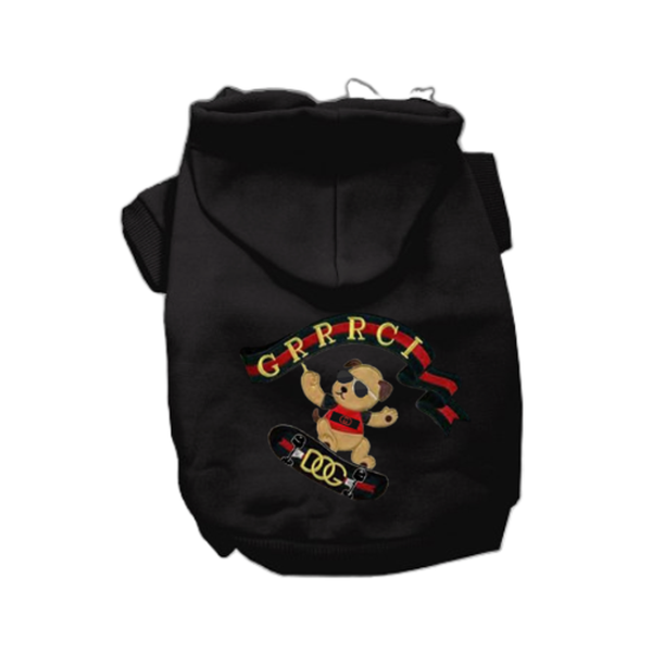 GG Skateboard Dog Hoodie Large BLACK