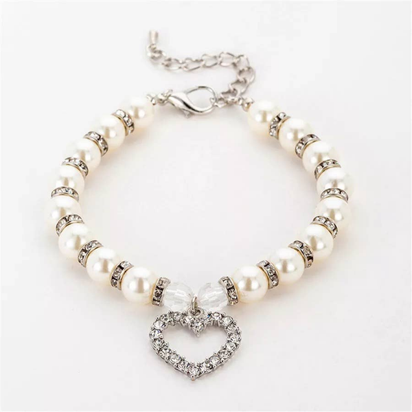 Heart and Pearl Necklace- White Large