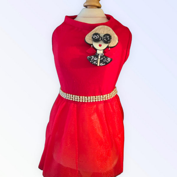Ms. Fashion Red Party Dog Dress X Small