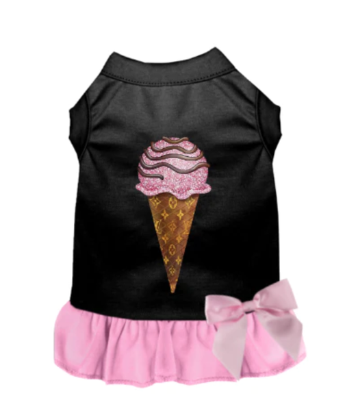 My Favorite Chewy Vuitton Ice Cream Dress X Large BLACK WITH PINK BOTTOM