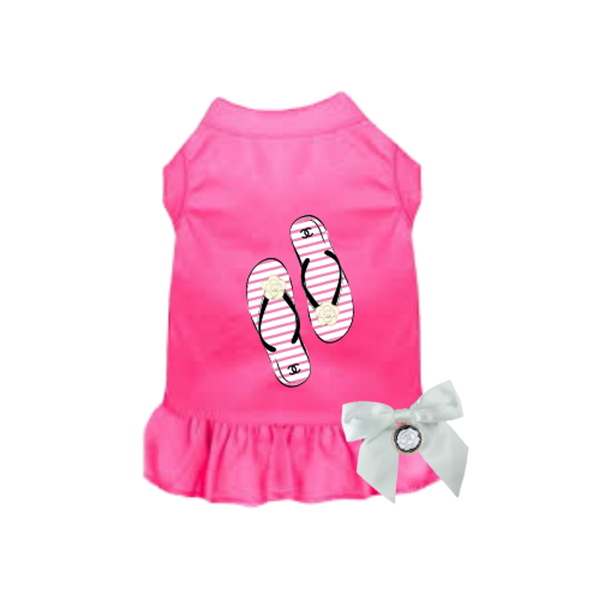 My Favorite Fuzzy Flip Flops Dog Dress 2X Large PINK