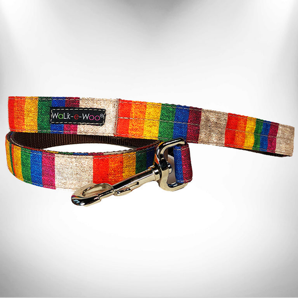 RaDog Leash THIN 5/8" width- 5' long Rainbow Pride