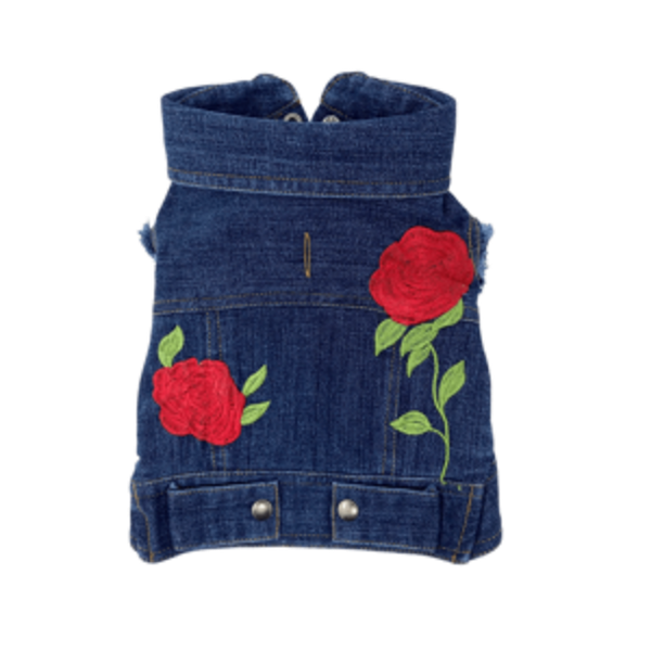 Rose Embroidered Vest XX-Large Indigo