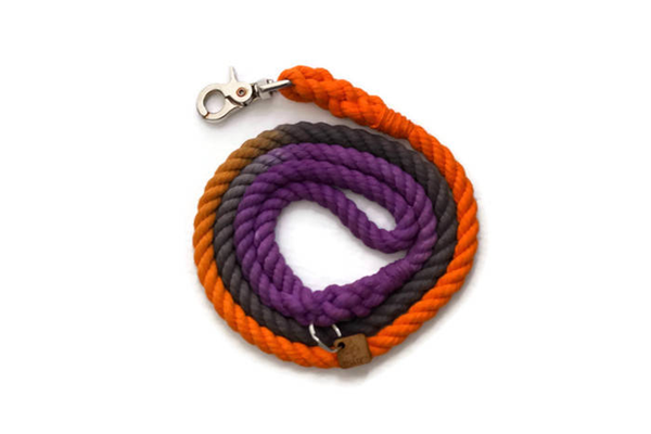 Rope Dog Leash 5 ft Black, Orange, and Purple