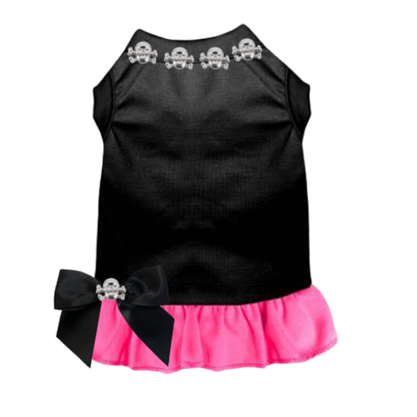 Skull Studded Dress X Small BLACK WITH PINK BOTTOM