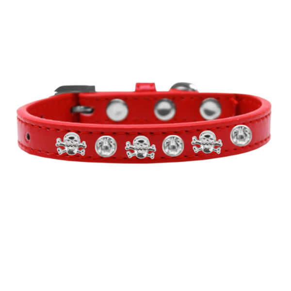 Skull Studded Collar 10" red