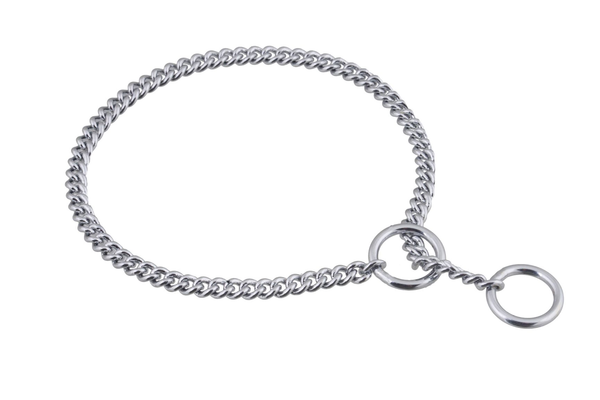 Slip Curve Show Chain Collar (12 in x 1.2 mm) Chrome Plated Metal Chain