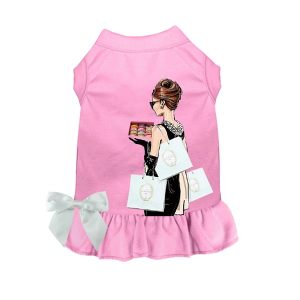 Sniffany & Macaroons, Please- Dog Dress Medium PINK