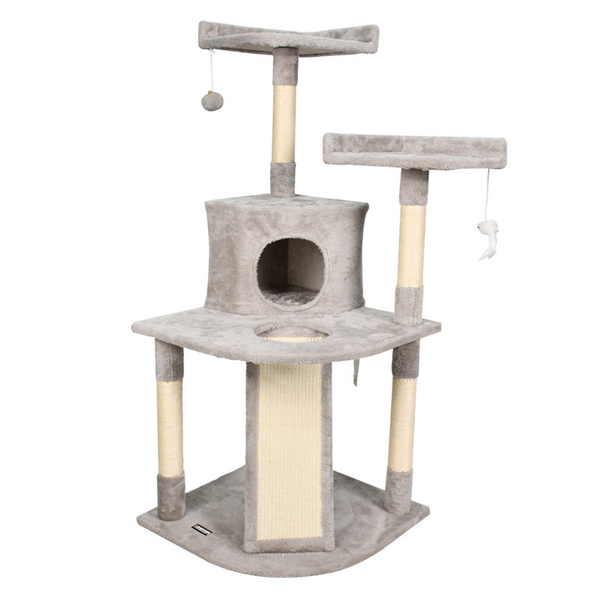 GOOPAWS Multi-Level 66-in Faux Fur Cat Tree & Condo Pet Bed
