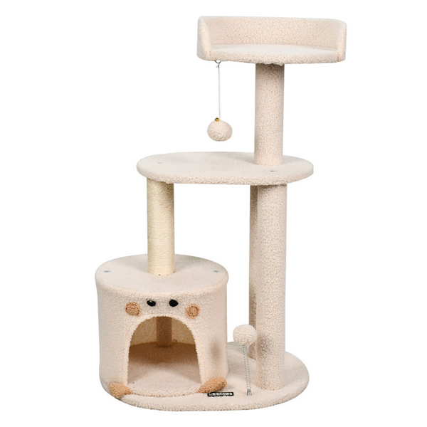 GOOPAWS Multi-Level 73-in Faux Fur Cat Tree & Condo Pet Bed