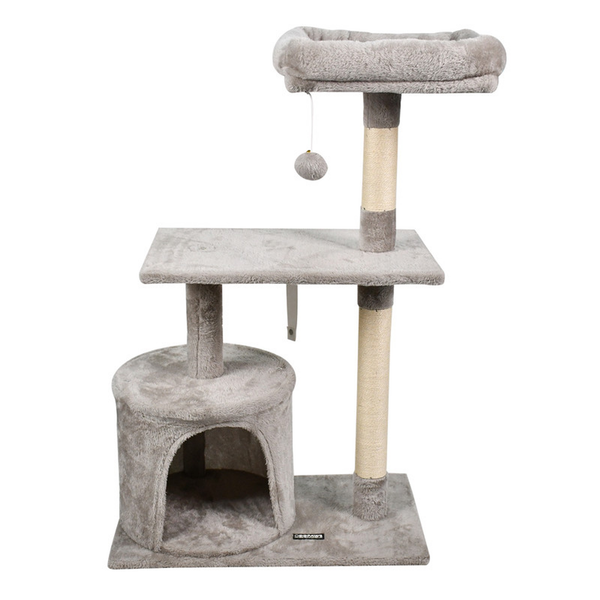 GOOPAWS 38-in Faux Fur Top Perch Cat Tree & Condo with Basket Pet Bed