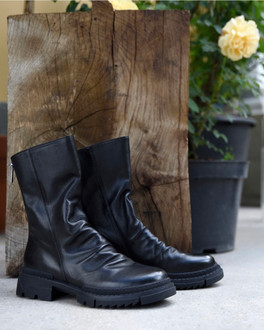 Women's Black Pleated Ankle Boots GP 5322210 BLI