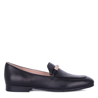 Women's Smooth Black Leather Loafers GJ 5210011 BLI