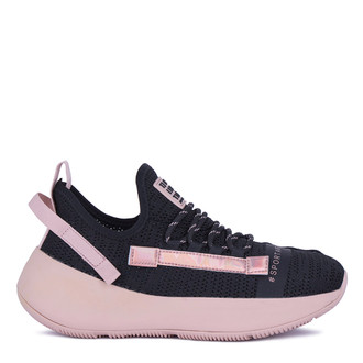 Women's Black & Pink Textile Sneakers GO 5118021 BLT