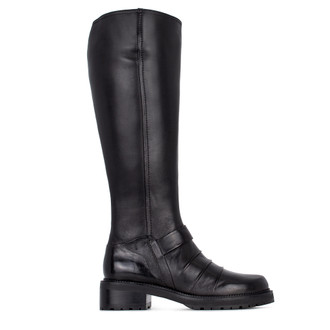 Women's Pleated Black Leather Winter Boots GP 5635413 BLI Women's Pleated Black Leather Winter Boots GP 5635413 BLI