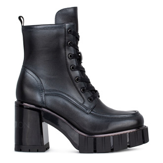 Women's Black Lace-Up Heeled Boots GS 5360133 PLZ