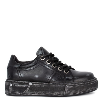 Women's Black Denim Sneakers GS 5208914 BLV