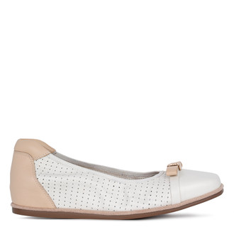 Women's White and Beige Ballet Flats VR 5118514 WHB