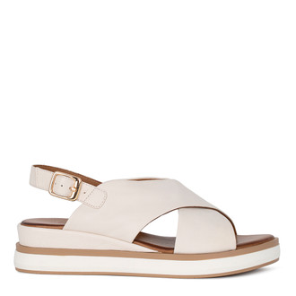 Women's Cream Leather Sandals GQ 5120614 CRM