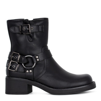 Women's Black Leather Boots with Metal Accents GC 5332724 BLZ