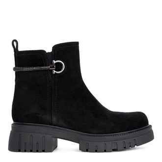 Women's Winter Suede Boots with Zipper and Rhinestone Laces GJ 5522214 BLS