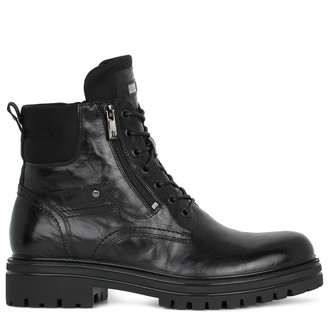 Men's Black Winter Leather Boots with High Sole MP 7531014 BLA
