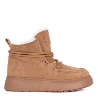 Women's Camel Suede Winter Boots with Elastic Lacing TC 5512014 CGS