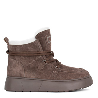 Women's Taupe Suede Winter Boots with Elastic Lacing TC 5512014 TPS