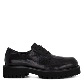 Women's Black Washed Leather Shoes GB 5219915 BLA