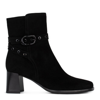 Women's Black Suede Ankle Boots with Zipper GF 5354415 BLS