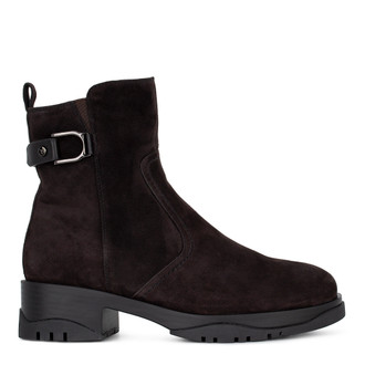 Women's Brown Suede Boots with Side Zip GJ 5521315 DBS