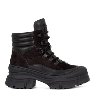 Women's Winter Brown Suede Boots with High Lacing GJ 5542515 DBS