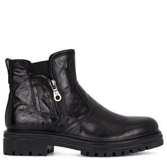 Men's Black Winter Textured Leather Boots with Zipper MP 7531215 BLA Men's Black Winter Textured Leather Boots with Zipper MP 7531215 BLA