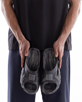 Black Marbled Mykonos Slides MU 7110826 BLG