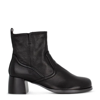 Women's Black Leather Ankle Boots GB 5350016 BLA