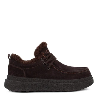 Women's Dark Brown Suede Winter Low-Top Sneakers GD 5812616 DBS