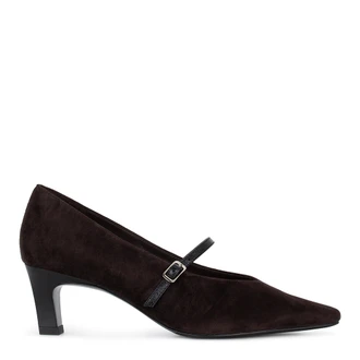 Women's Brown Suede Shoes with Black Strap GF 5250016 DBS
