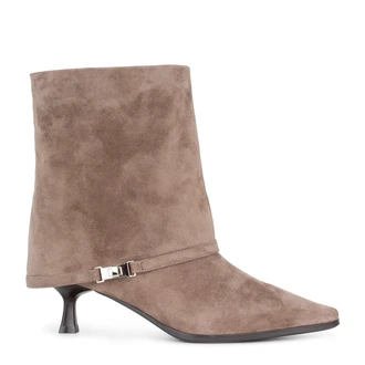 Women's Beige Suede Mid-Calf Boots with Foldover Cuff GG 5348816 TPS