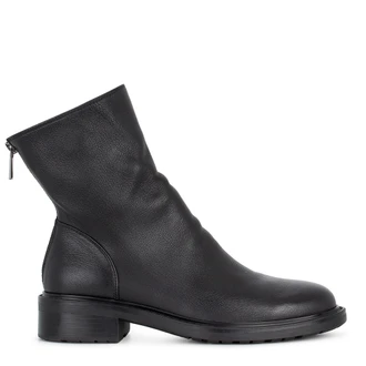 Women's Black Leather Boots with Back Zipper GJ 5320016 BLI