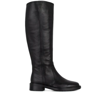 Women's Black Leather Boots with Zipper GJ 5420216 BLK