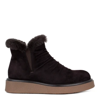Women's Brown Suede Winter Boots with Fur Trim GJ 5519916 DBS