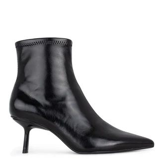 Women's Black Patent Leather Ankle Boots with Stiletto Heel GN 5365926 BLP